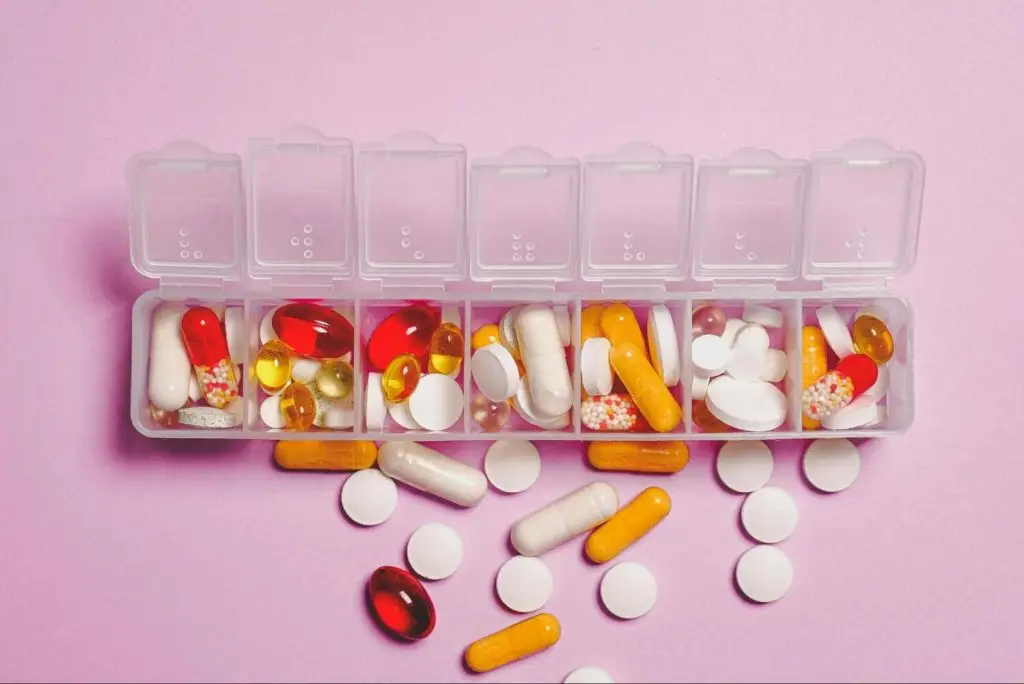 pills in a pill organizer